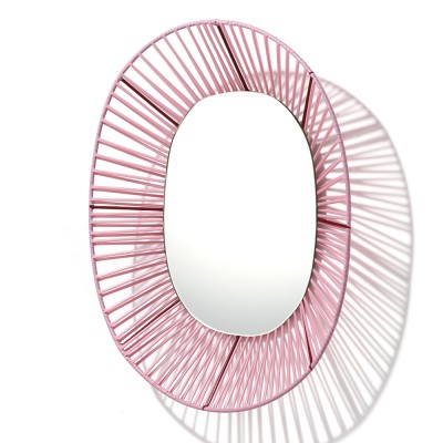 Specchio ovale Cesta rosa e rosso ames