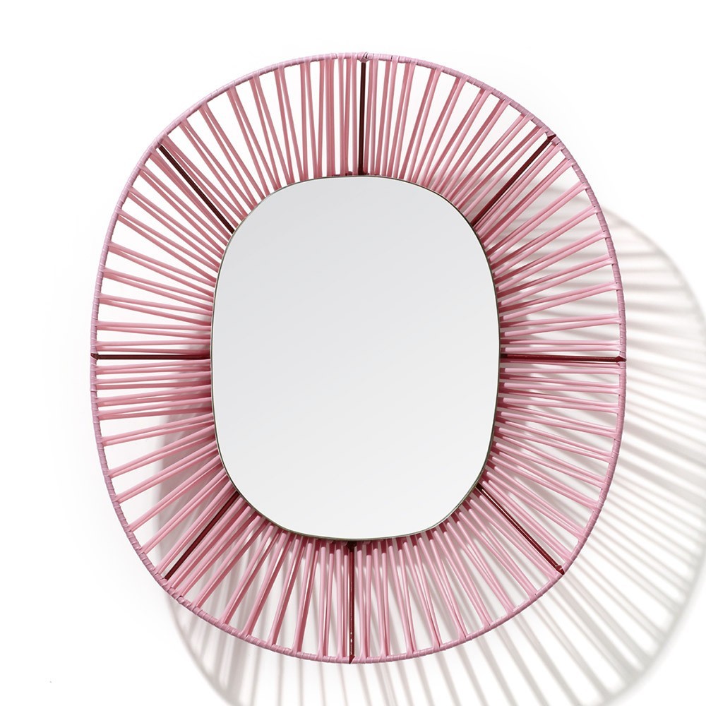 Miroir ovale Cesta rose & rouge ames