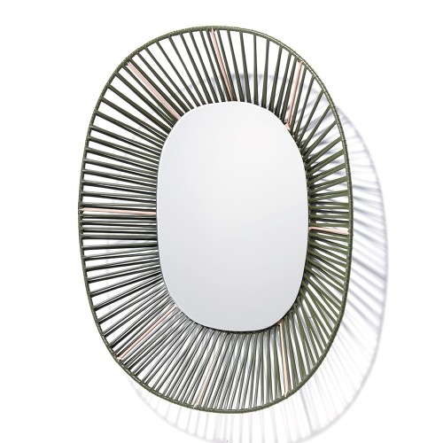 Cesta oval mirror olive green & carne ames