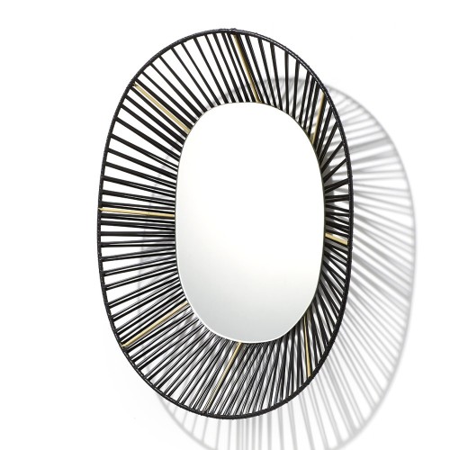 Cesta oval mirror black & sand ames