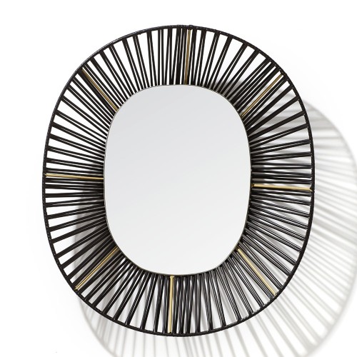 Cesta oval mirror black & sand ames