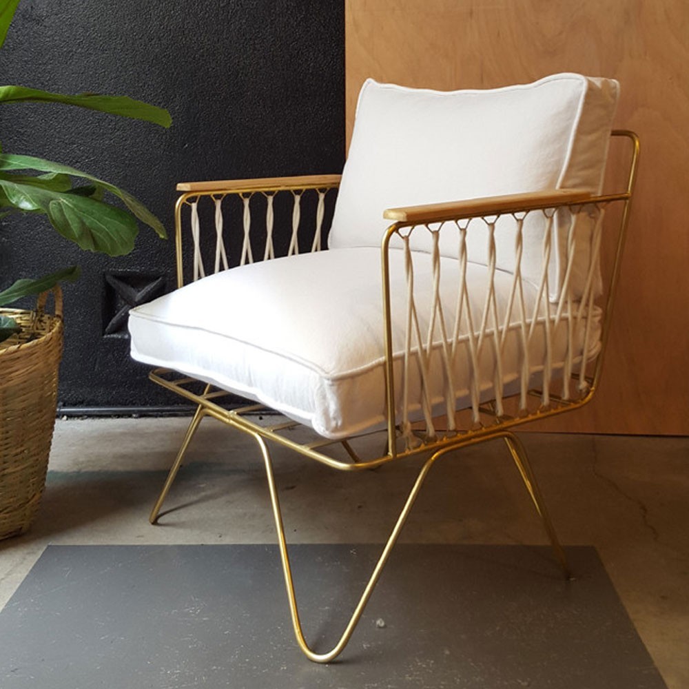 Honoré Croisette-Sessel aus weißer Baumwolle