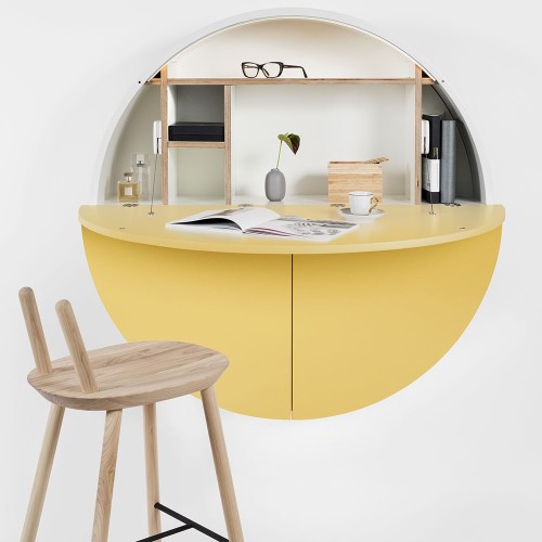 Bureau mural Pill jaune & blanc Emko