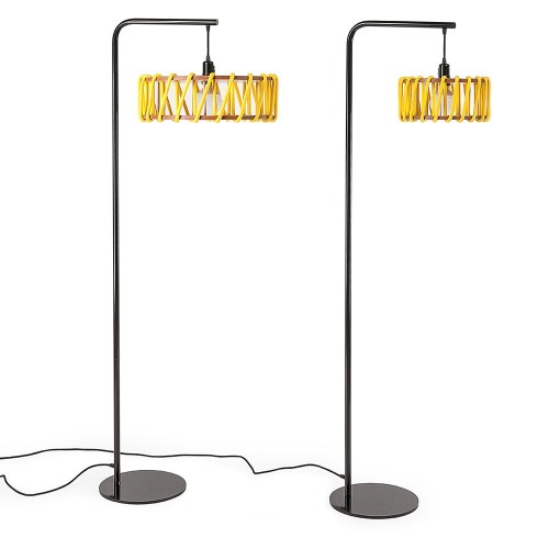 Macaron vloerlamp zwart & geel L Emko