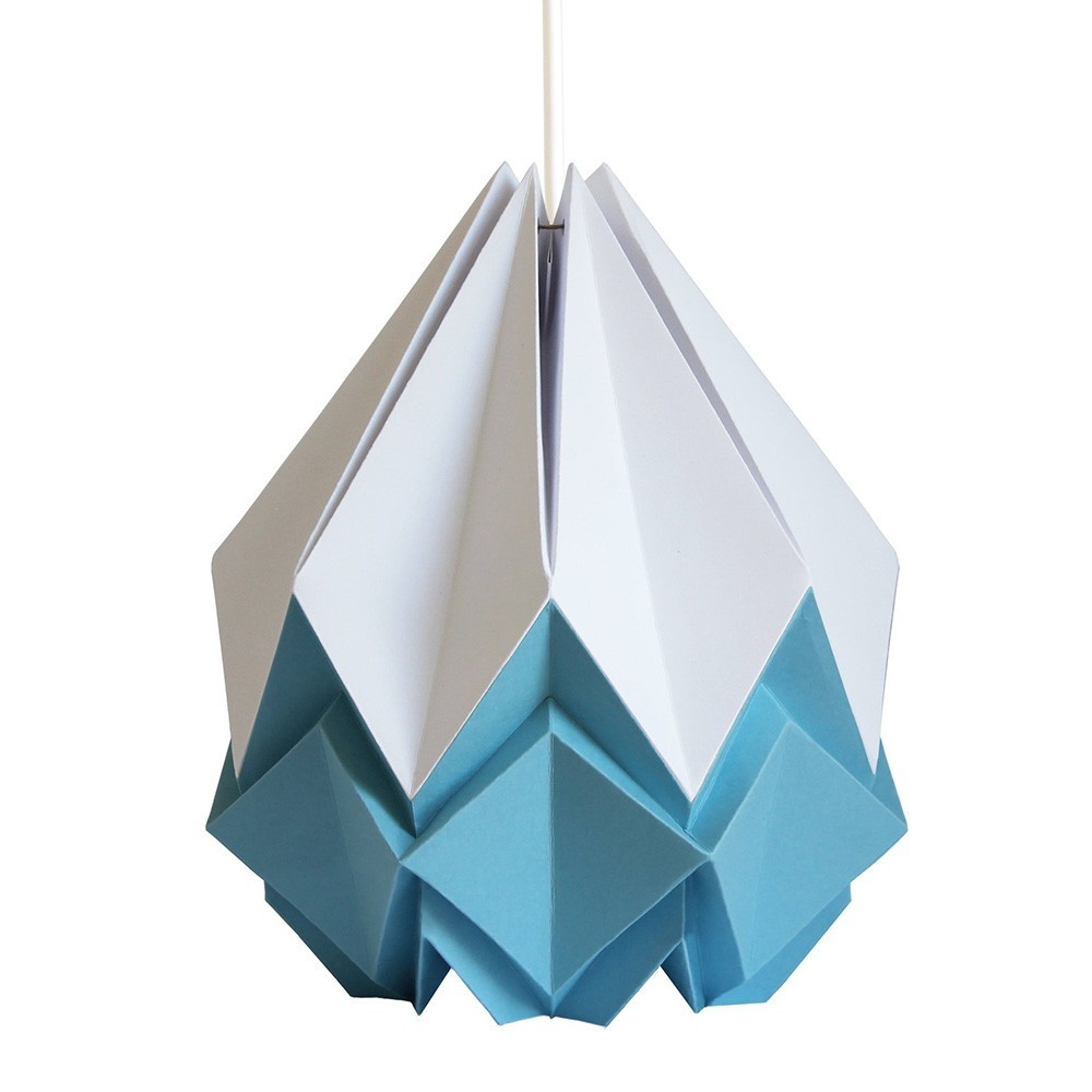 Hanahi hanglamp wit & hemelsblauw papier Tedzukuri Atelier
