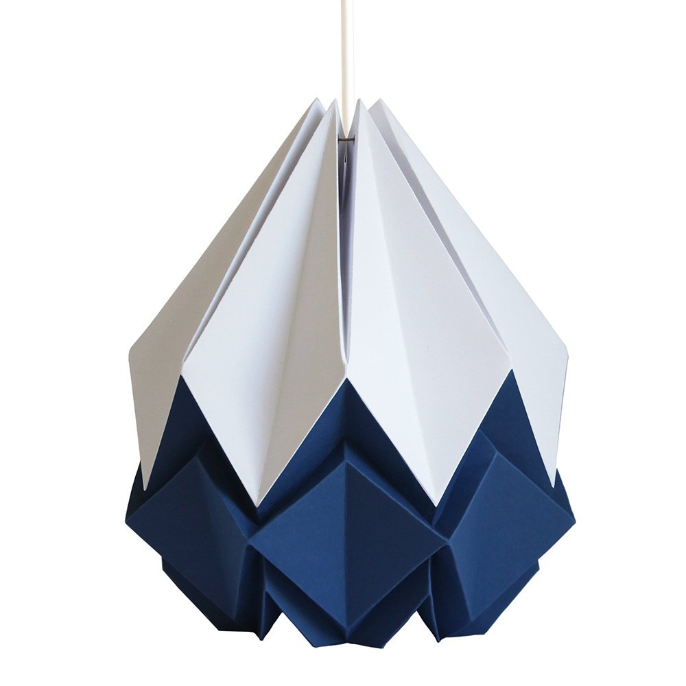 Hanahi hanglamp wit & marineblauw papier Tedzukuri Atelier