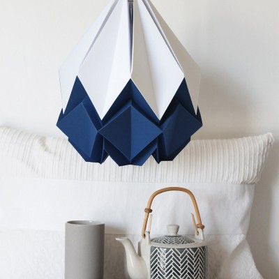 Hanahi hanglamp wit & marineblauw papier Tedzukuri Atelier