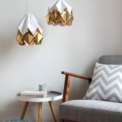 Hanahi pendant lamp paper white & gold Tedzukuri Atelier 2