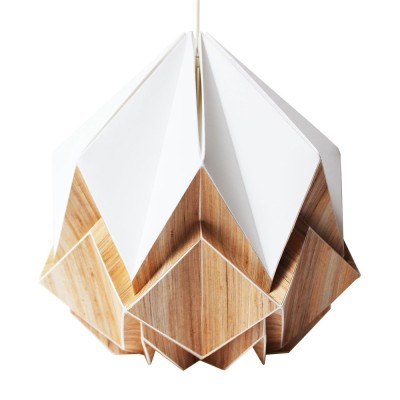 Hanglamp Hanahi wit papier & hout Tedzukuri Atelier 2