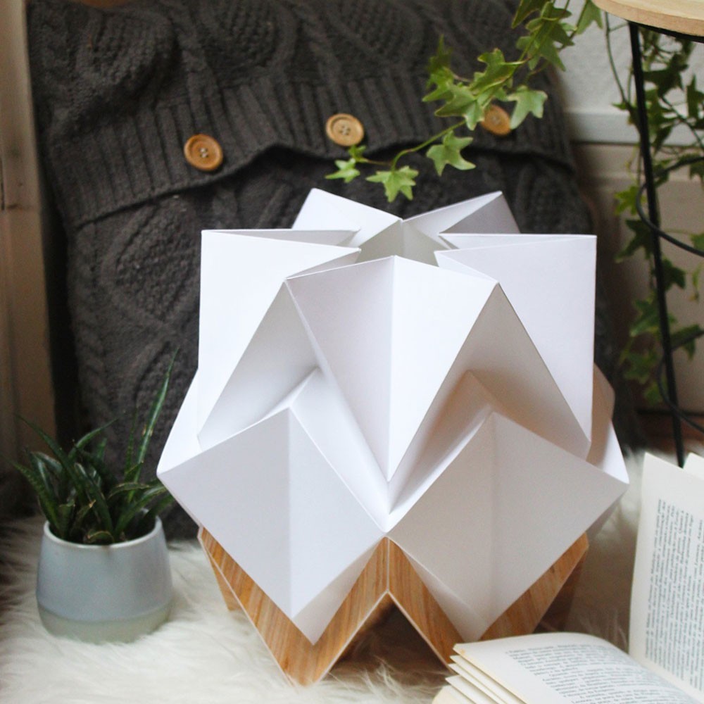 Lampe à poser Hikari papier blanc & bois Tedzukuri Atelier