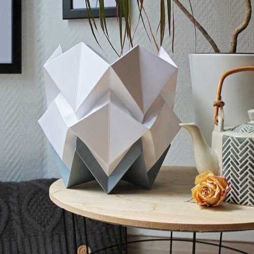 Lampe à poser Hikari papier blanc & gris foncé Tedzukuri Atelier