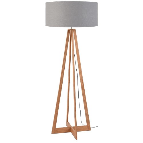 Lampada da terra Everest in lino grigio chiaro Good & Mojo