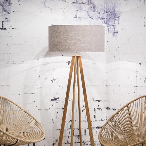 Lampada da terra Everest in lino grigio chiaro Good & Mojo