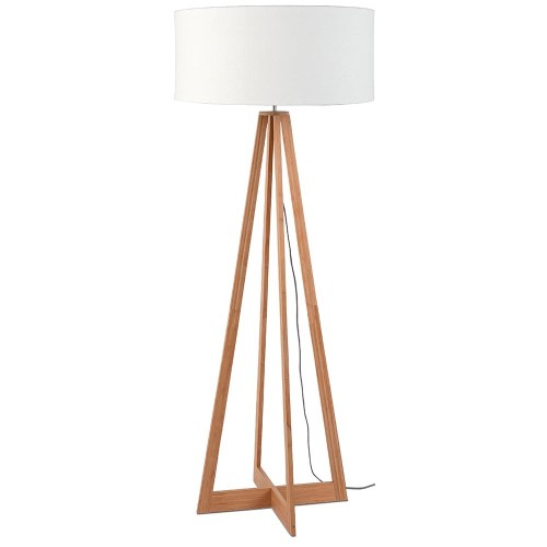 Witte linnen vloerlamp Everest Good & Mojo