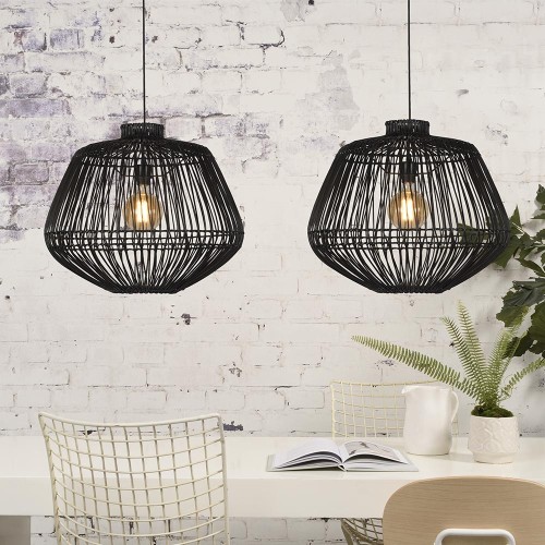 Madagascar pendant lamp rattan black Good & Mojo