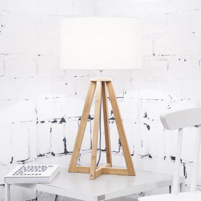Lámpara de mesa Everest de lino blanco Good & Mojo