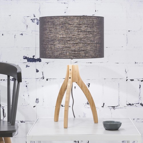Annapurna Tischlampe aus dunkelgrauem Leinen Good & Mojo