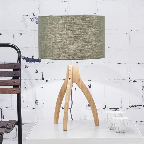 Lámpara de mesa Annapurna lino bosque verde Good & Mojo