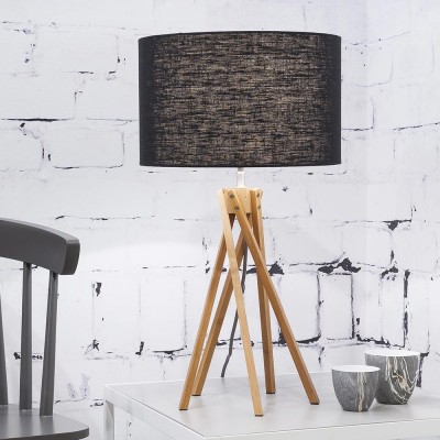 Zwart linnen Kilimanjaro tafellamp Good & Mojo