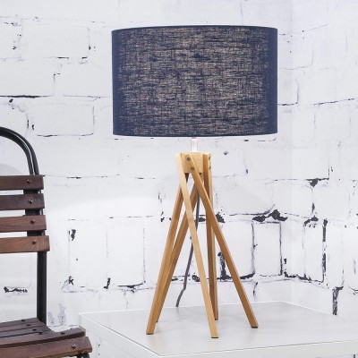Denimblauwe linnen Kilimanjaro tafellamp Good & Mojo