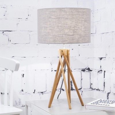 Kilimanjaro tafellamp in lichtgrijs linnen Good & Mojo