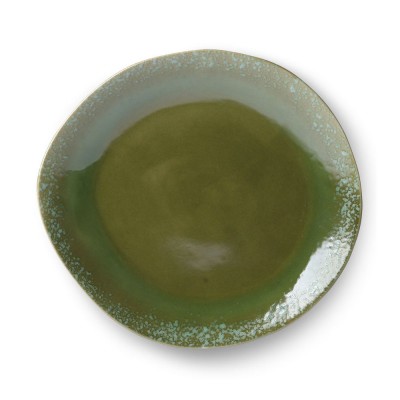 Plato de cerámica años 70 verde Ø29 cm