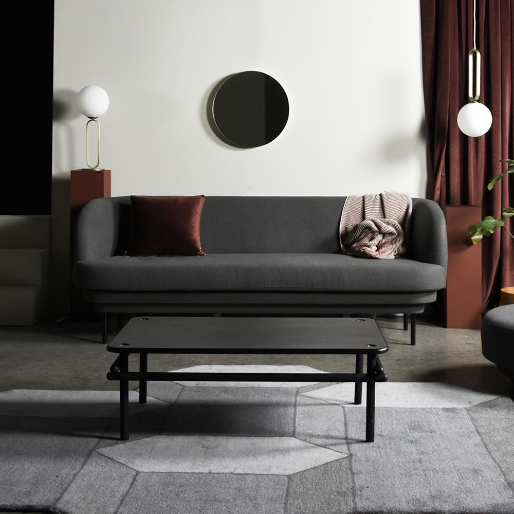 Cornice 3 seaters sofa black & grey fabric ENOstudio