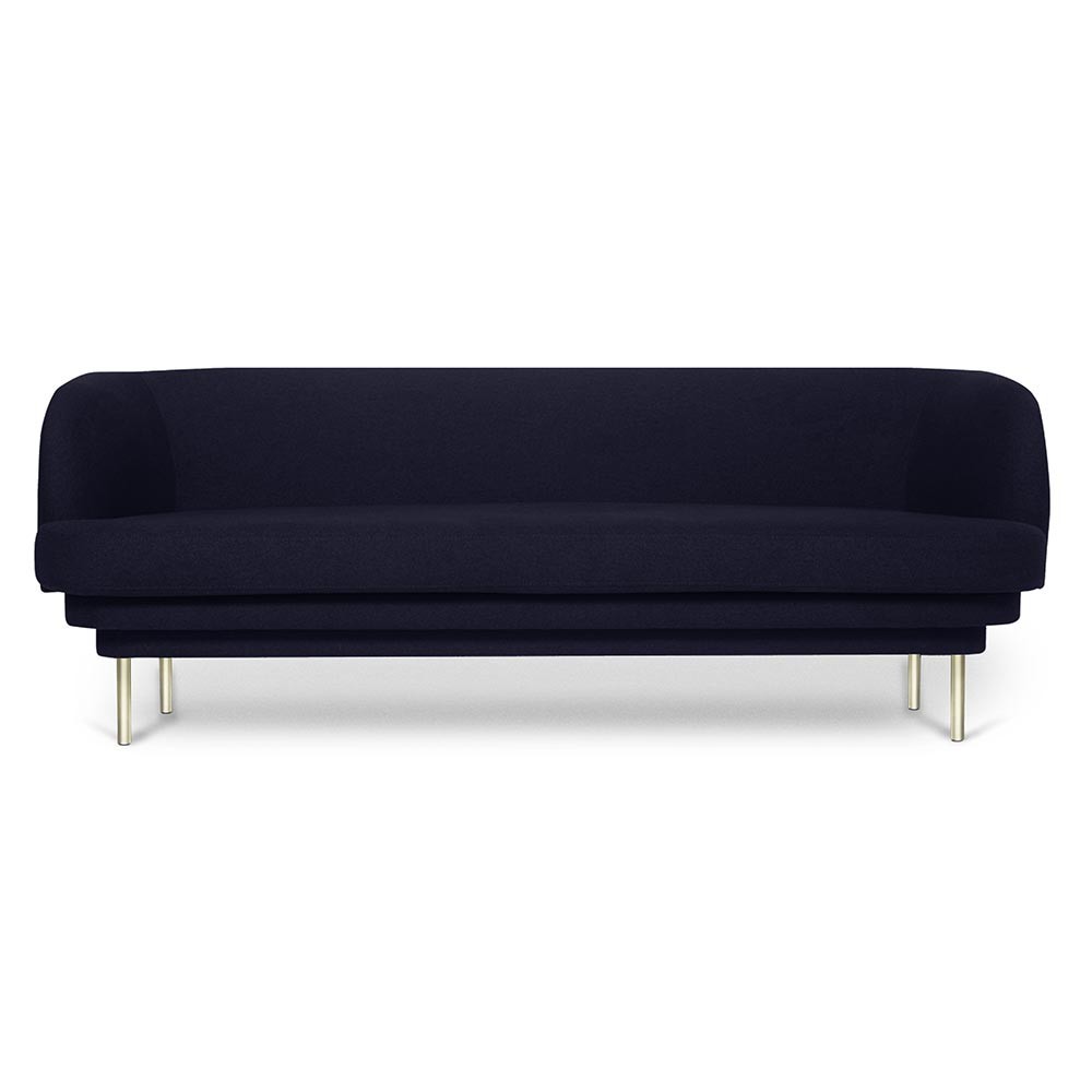 Cornice 3 seaters sofa brass & night blue velvet ENOstudio