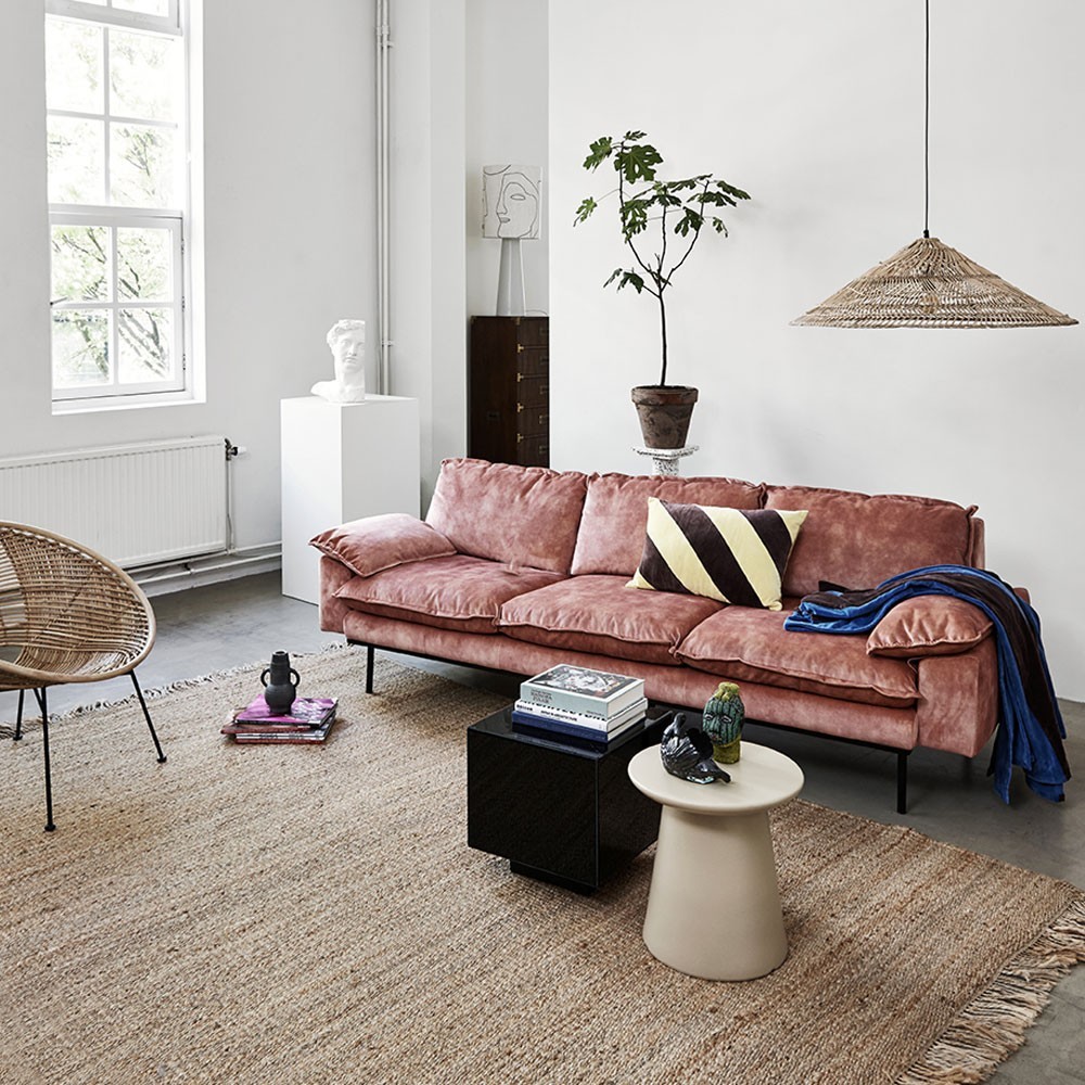 Couvre-lit rayé velours violet/bleu | HKliving