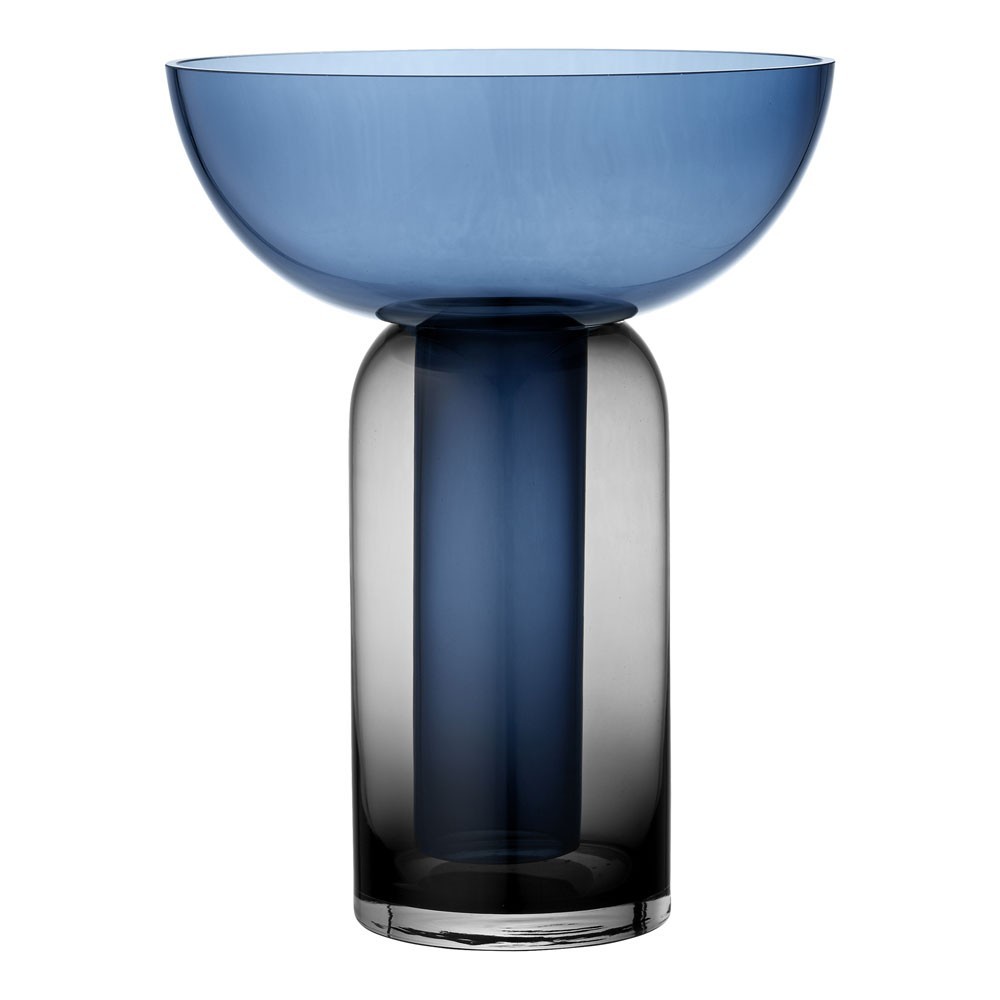 Vase Torus noir & bleu Ø25 x 33cm AYTM