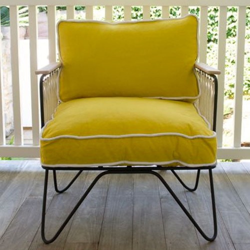 Honoré yellow cotton Croisette armchair