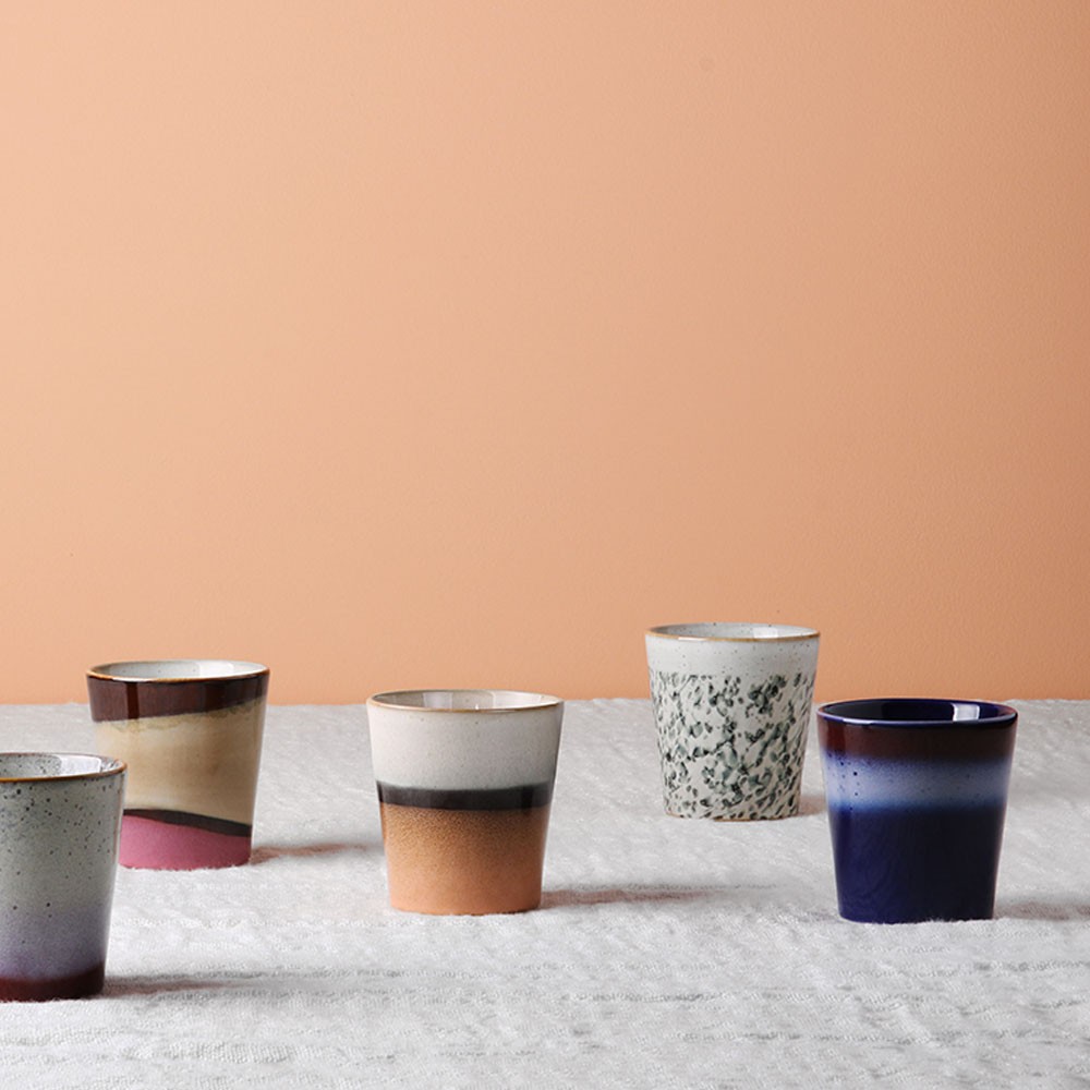 Ceramic 70's mugs multicolor (set of 6) HKliving