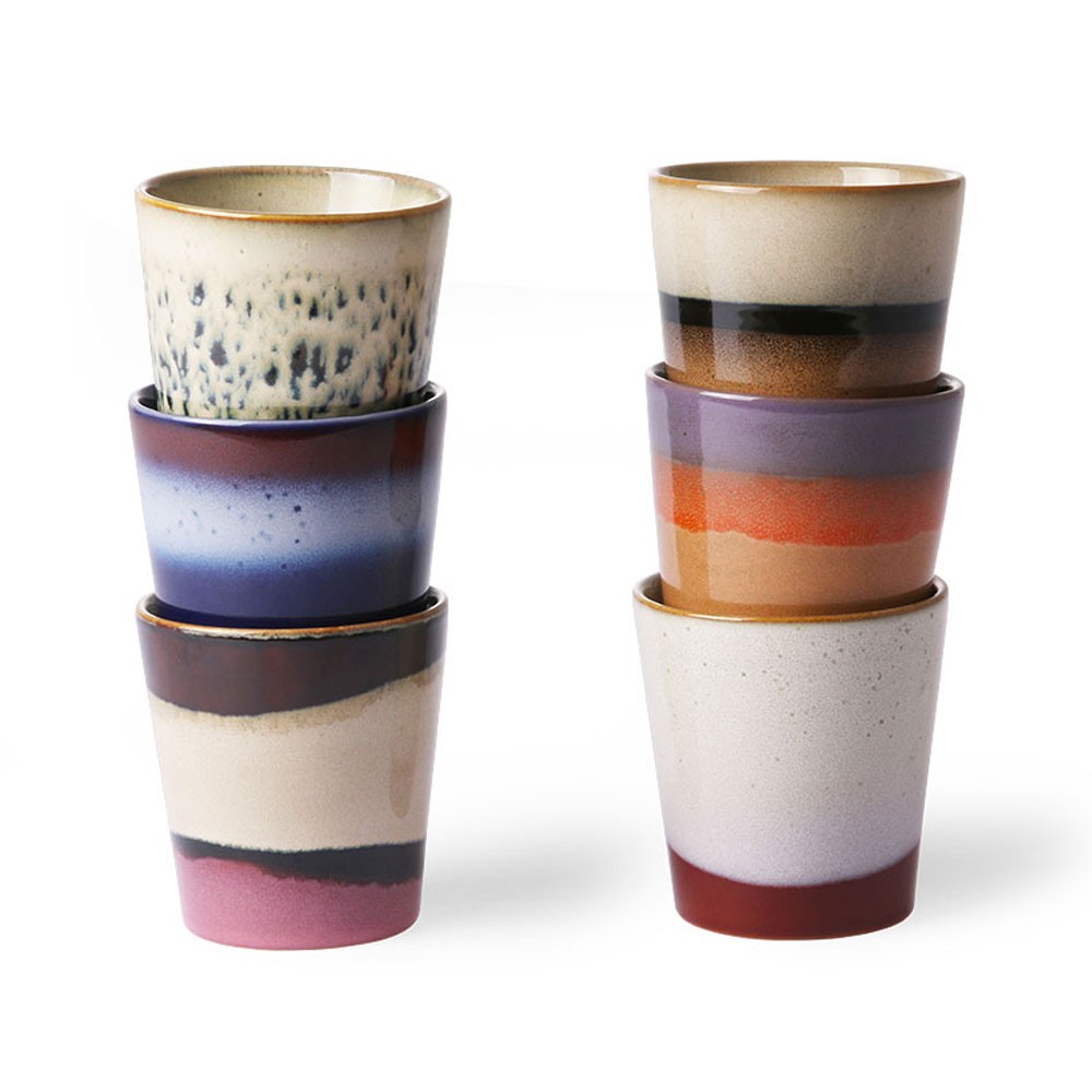Mugs en céramique 70's multicolore (lot de 6) HKliving