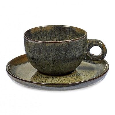 Oberfläche Cappuccino Tasse & Untersetzer Indi grau Serax