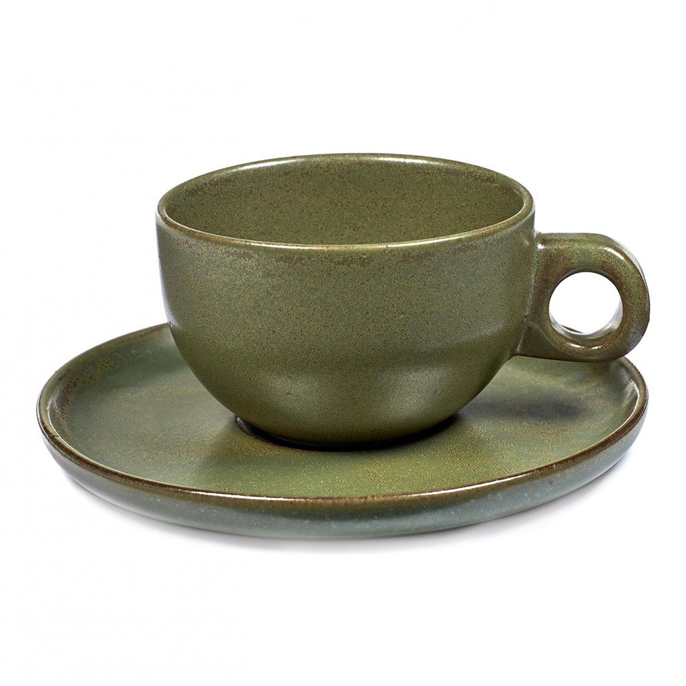 Cappuccino Surface cup with under plate camogreen Serax