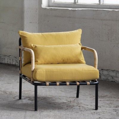 Chaise longue Capizzi struttura nera e cuscino giallo