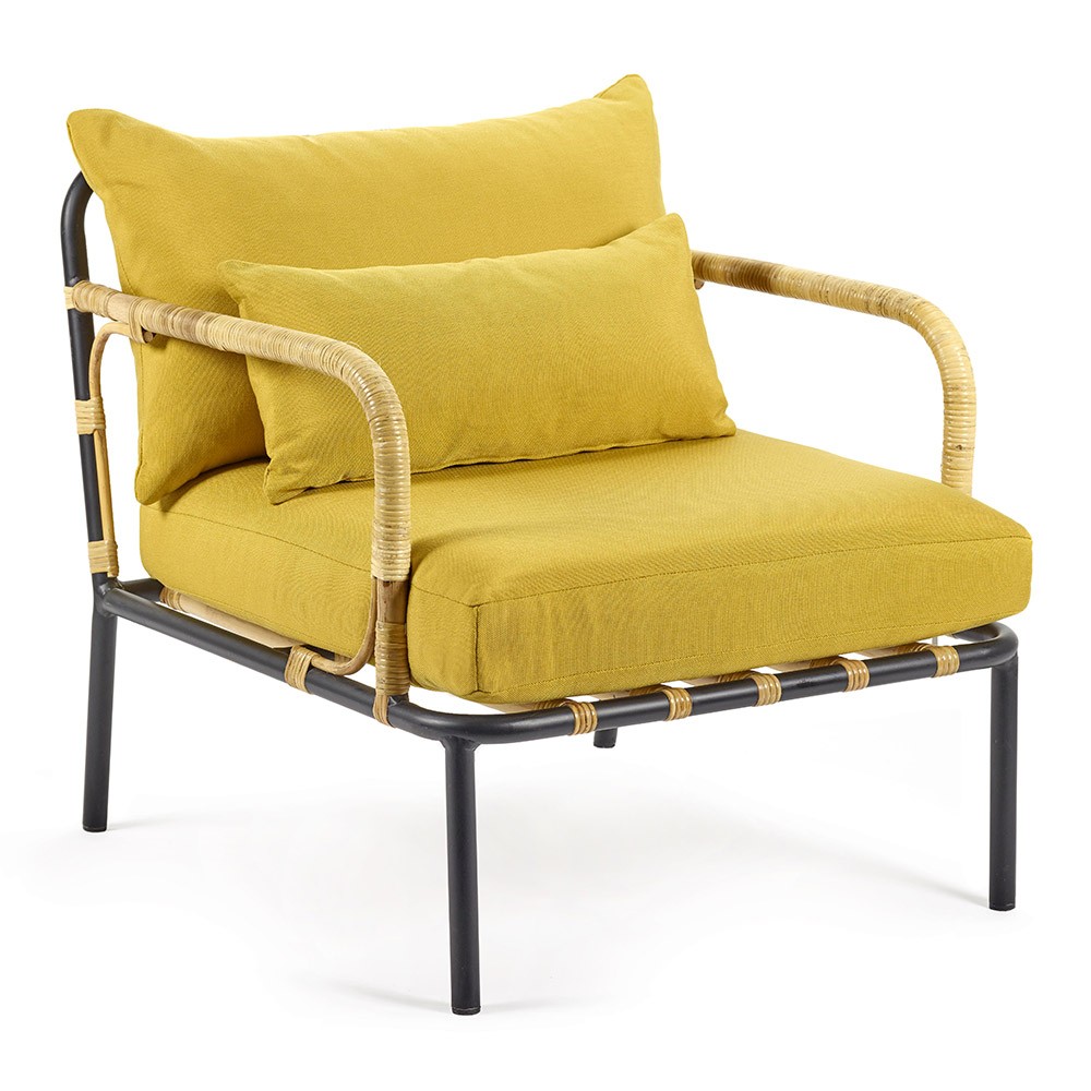 Capizzi Lounge Chair schwarze Struktur & gelbes Kissen Serax