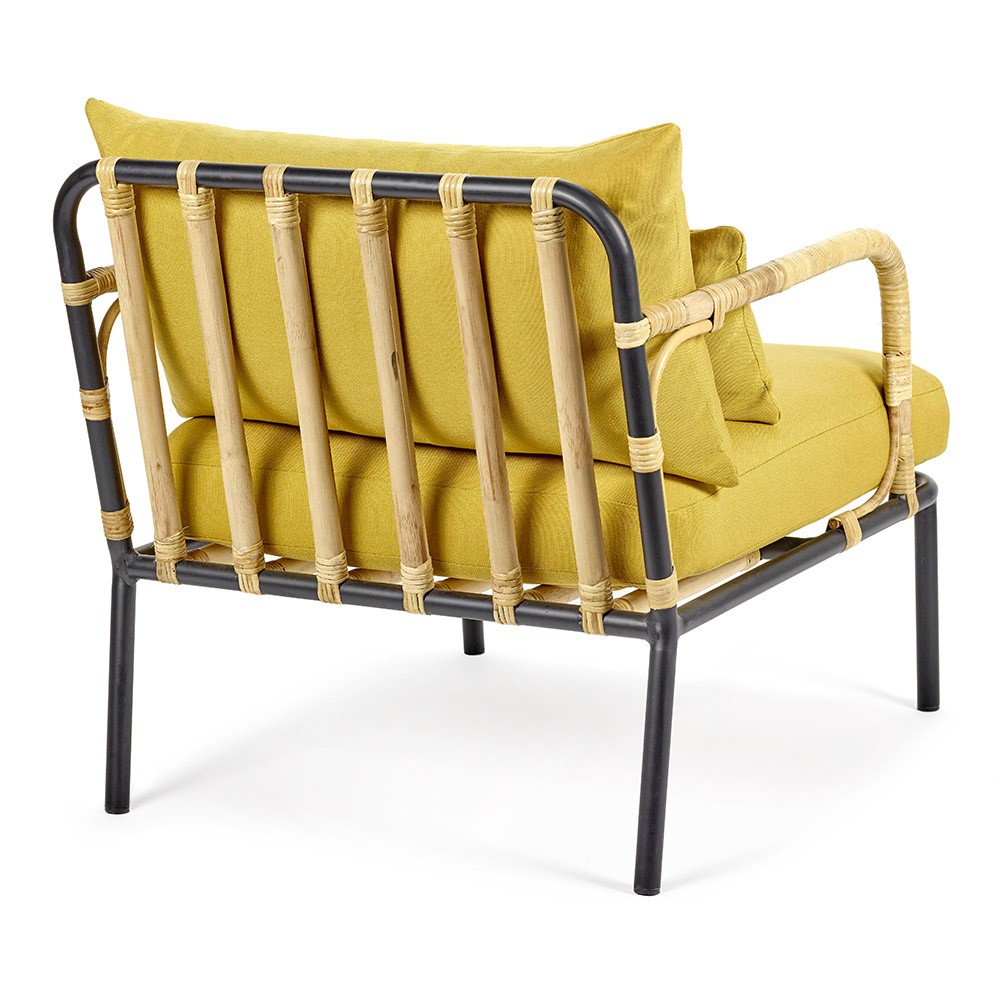 Capizzi fauteuil zwart structuur & geel kussen Serax