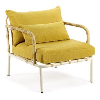 Chaise longue Capizzi struttura bianca e cuscino giallo
