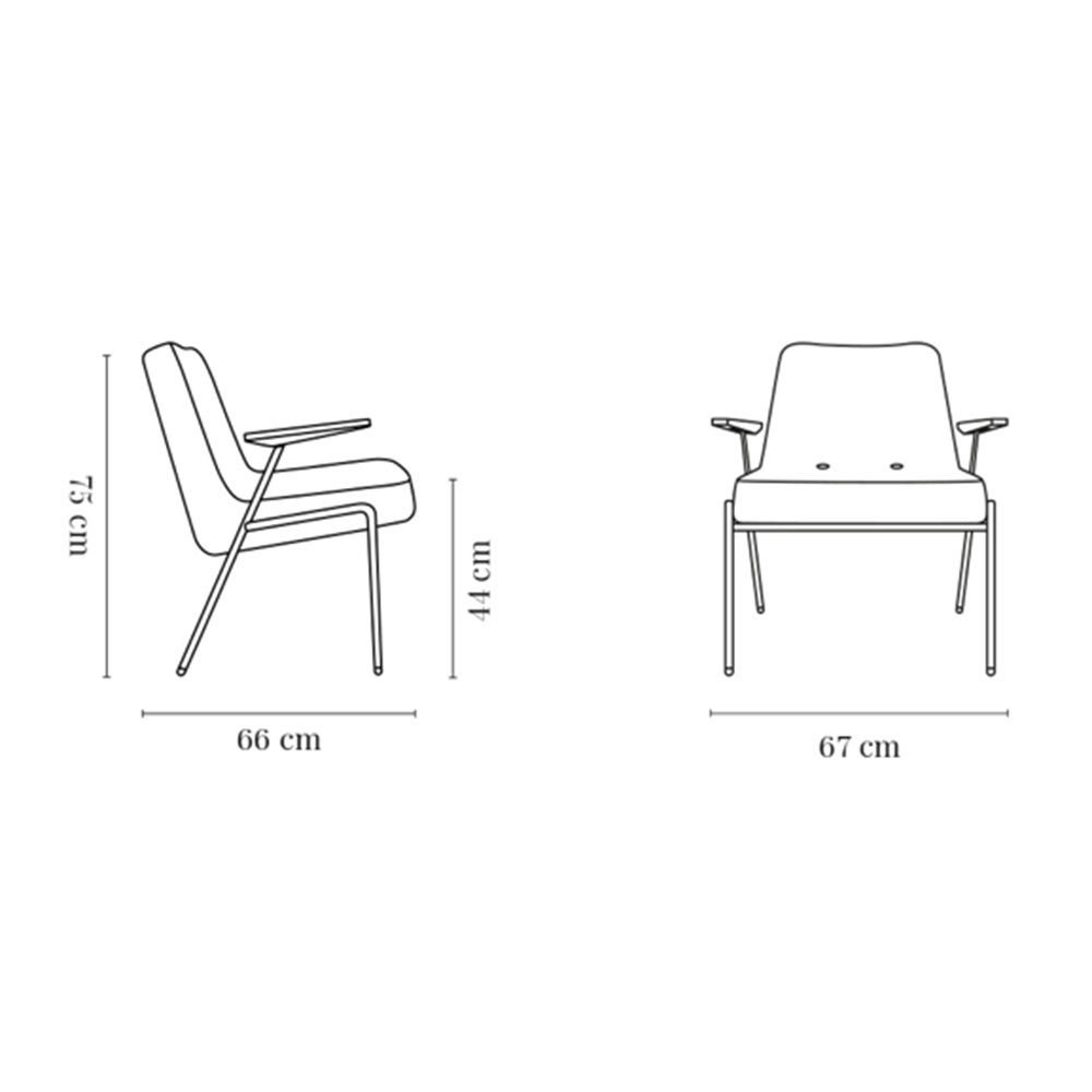 366 Metalen fauteuil van grijze en zwarte wol 366 Concept