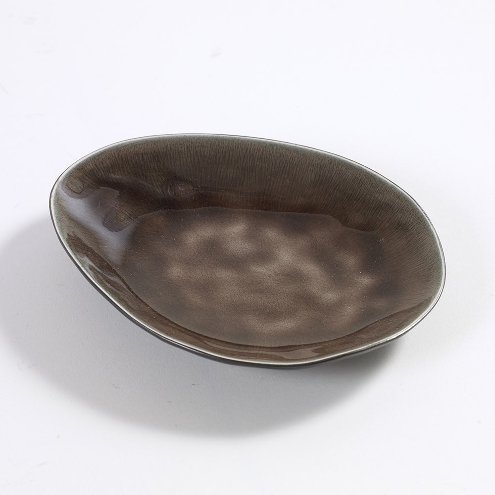 Plate Pure oval S brown Serax