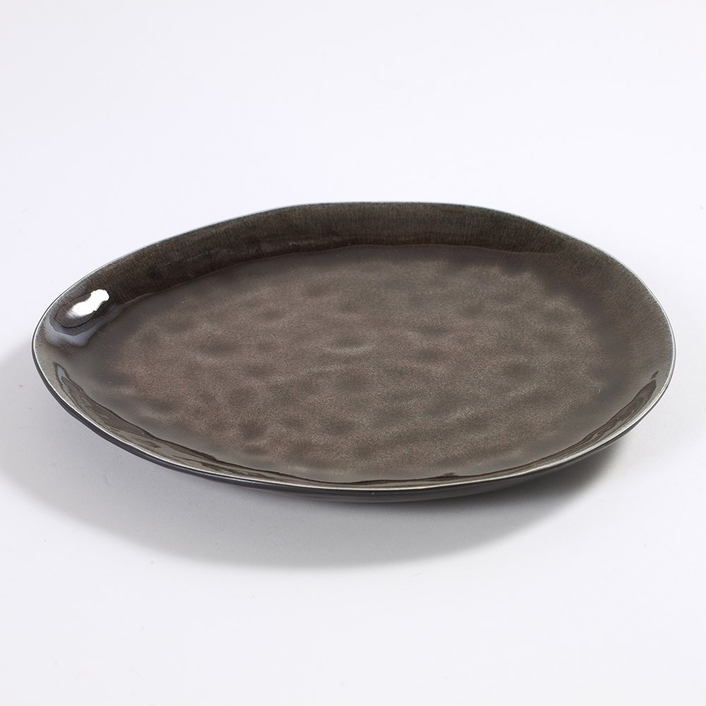 Plate Pure oval L brown Serax