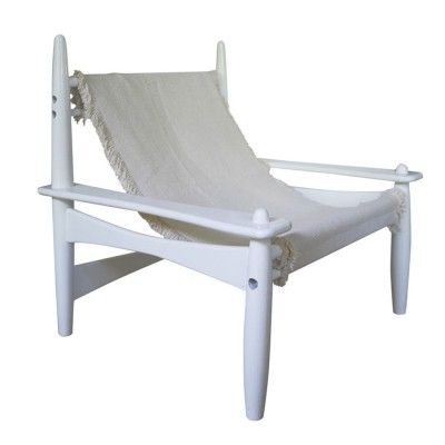 Carlo armchair woven cotton & white stained wood Honoré
