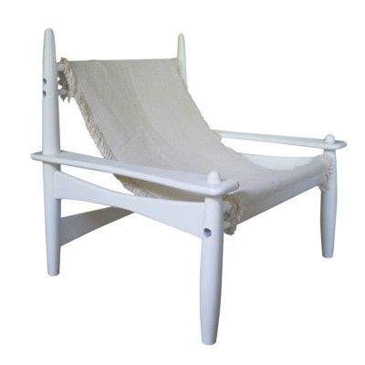 Sillón Carlo tejido de algodón y madera tintada en blanco Honoré