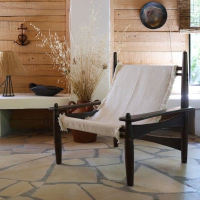 Sillón Carlo tejido de algodón y madera teñida oscura Honoré 2