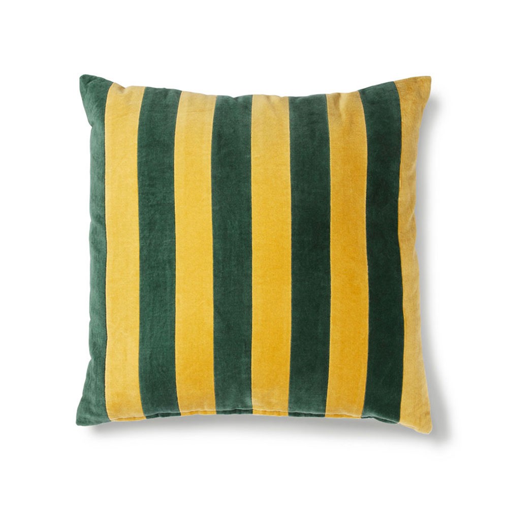 Striped cushion velvet green/mustard HKliving