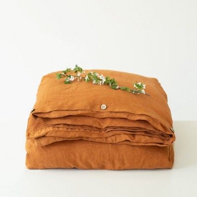Almond washed linen duvet cover