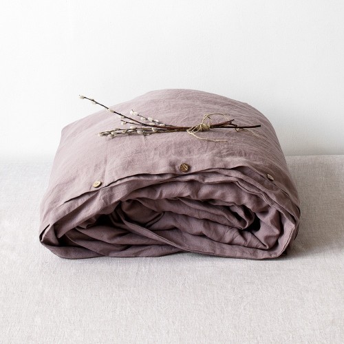 Copripiumino in lino rosa cenere Linen Tales