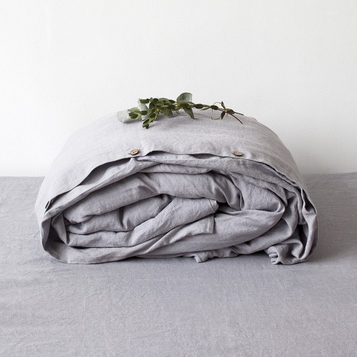 Light grey washed linen duvet cover Linen Tales