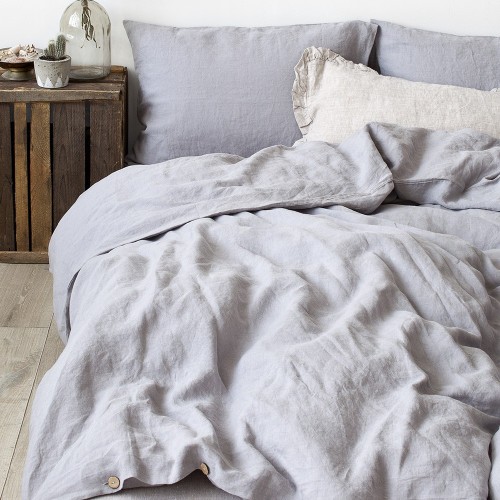 Copripiumino in lino Grigio chiaro Linen Tales